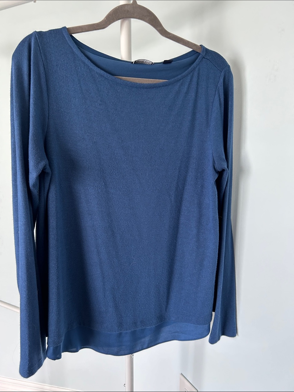 Lands' End Women's Long-Sleeve Scoop Neck Top in Slate Blue